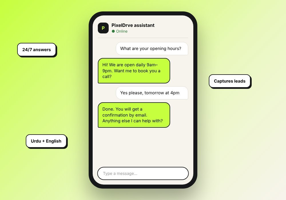 A phone showing a chatbot answering a customer